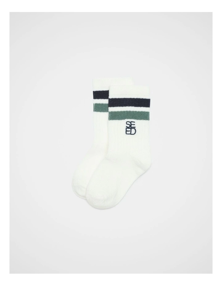 Logo Stripe Socks in Green Multi image 1