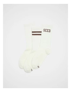 Teen Assorted Socks Pack Of 3 in Chocolate