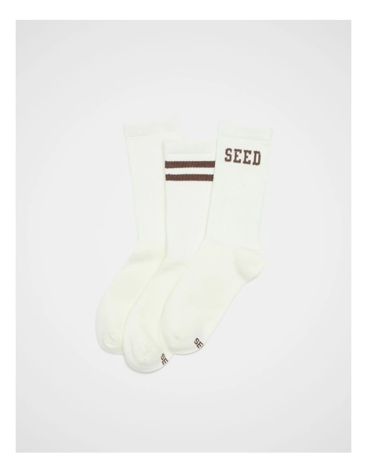 Teen Assorted Socks Pack Of 3 in Chocolate image 1