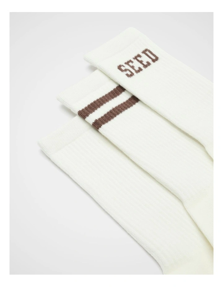 Teen Assorted Socks Pack Of 3 in Chocolate image 2