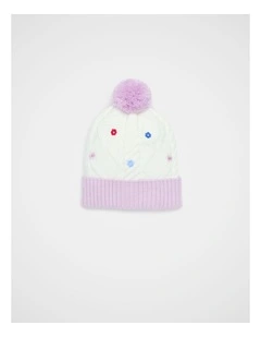 Embroidered Flower Beanie