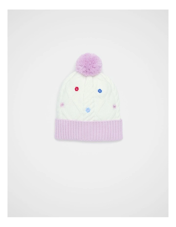 Embroidered Flower Beanie image 1