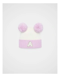 Mini Glitter Initial Beanie - A