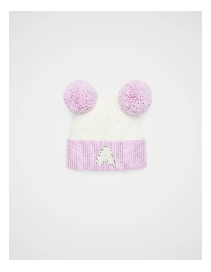 Mini Glitter Initial Beanie - A image 1