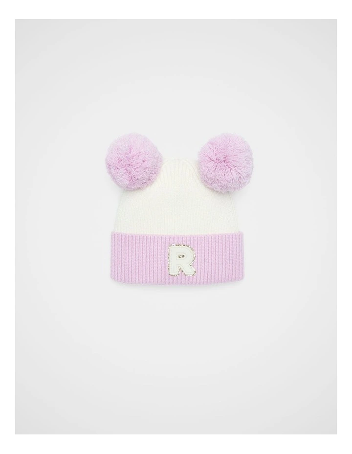 Mini Glitter Initial Beanie - R image 1