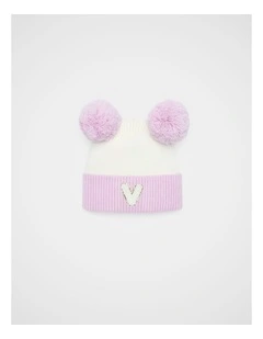 Mini Glitter Initial Beanie - V