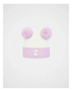 Mini Glitter Initial Beanie - Z