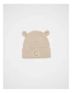 Mini Initial Beanie in Brown