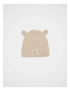 Mini Initial Beanie in Brown