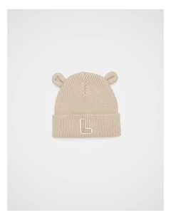 Mini Initial Beanie in Brown