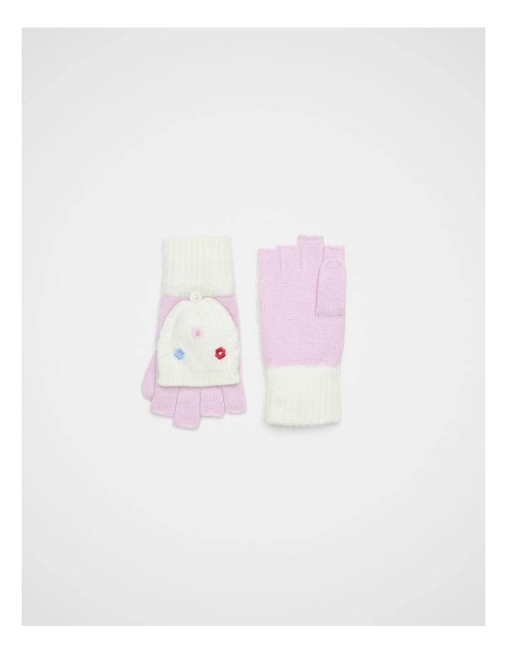 Embroidered Flower Mittens in Multi image 1