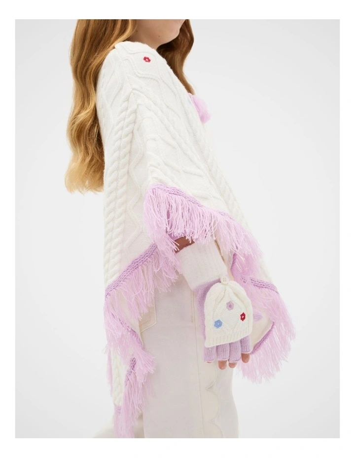 Embroidered Flower Mittens in Multi image 2