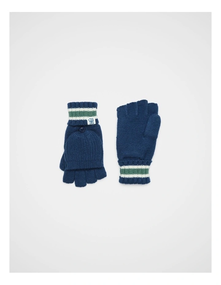 Stripe Mittens Gloves in French Navy image 1