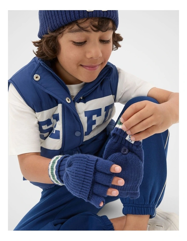 Stripe Mittens Gloves in French Navy image 2