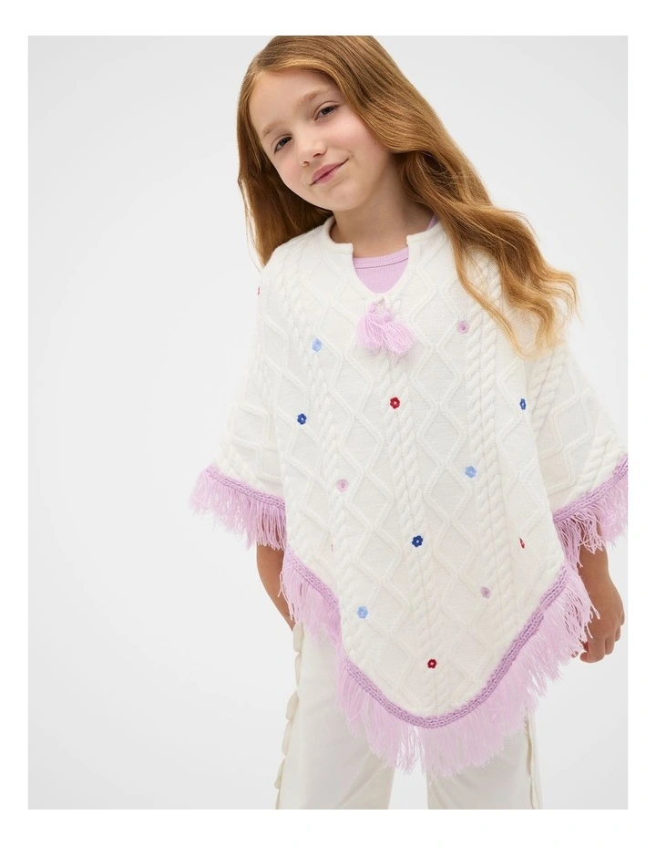 Embroidered Poncho in Multi image 1