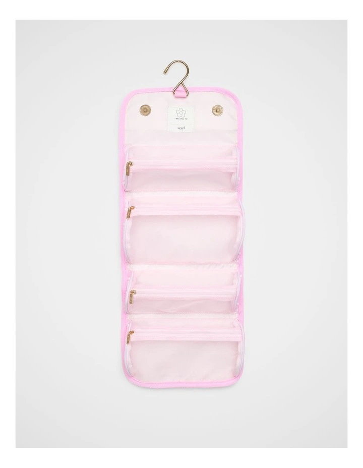 Stripe Cosmetics Bag in Pink Multi image 2