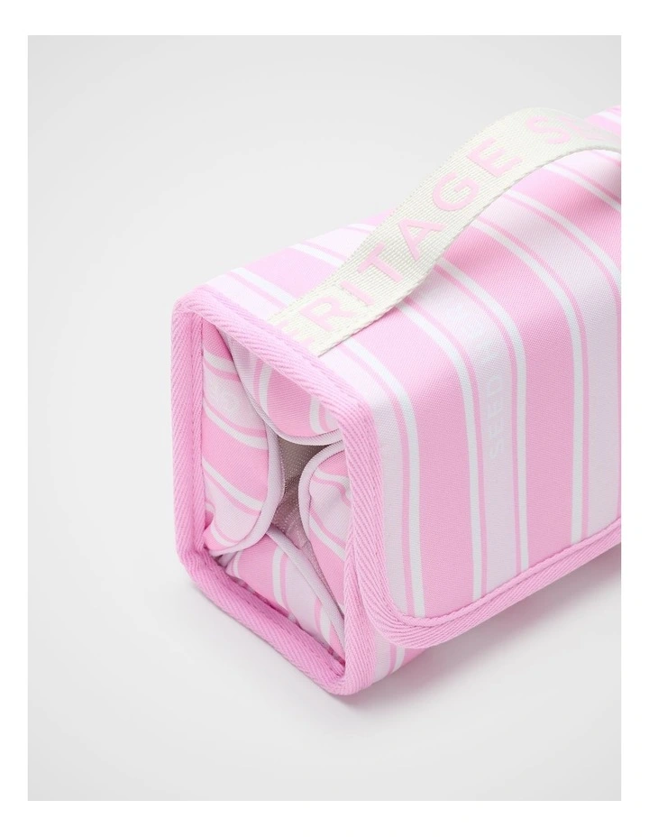 Stripe Cosmetics Bag in Pink Multi image 3