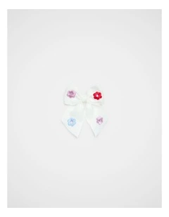 Embroidered Bow Duck Clip