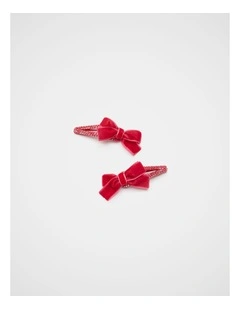 Velvet Gem Bow Snaps in Chilli Red
