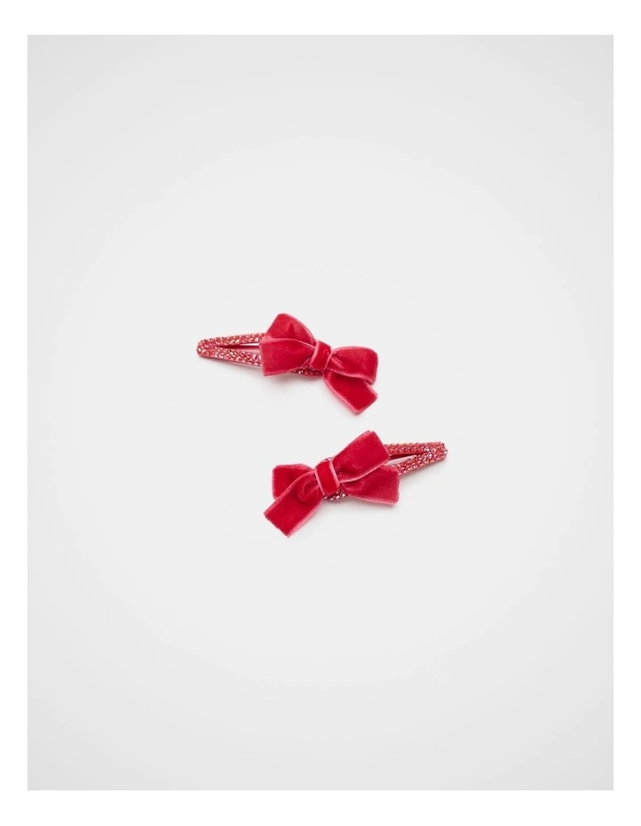 Velvet Gem Bow Snaps in Chilli Red image 1