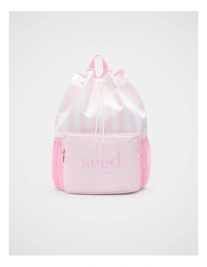 Swim Backpack in Pink Lemonade Stripe image 1
