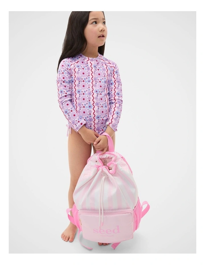 Swim Backpack in Pink Lemonade Stripe image 2
