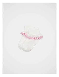 Heart Frill Sock in Vanilla