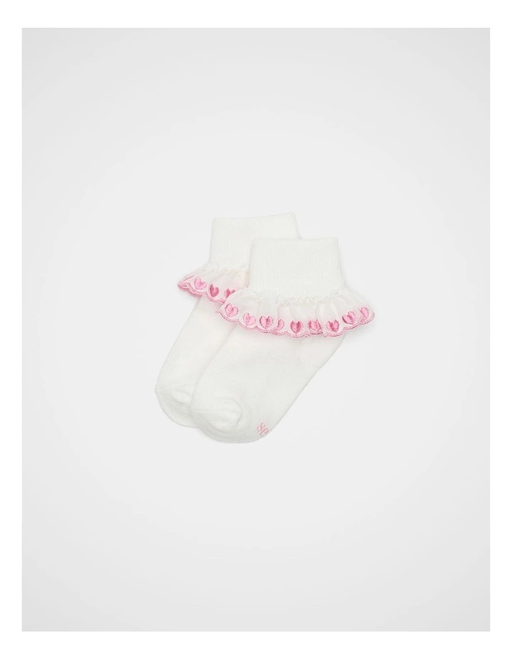 Heart Frill Sock in Vanilla image 1