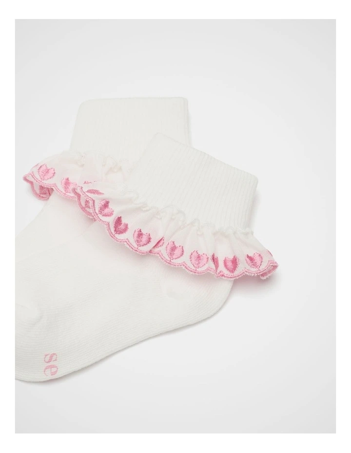 Heart Frill Sock in Vanilla image 2