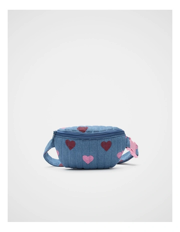 Heart Quilted Bumbag in Blue image 1