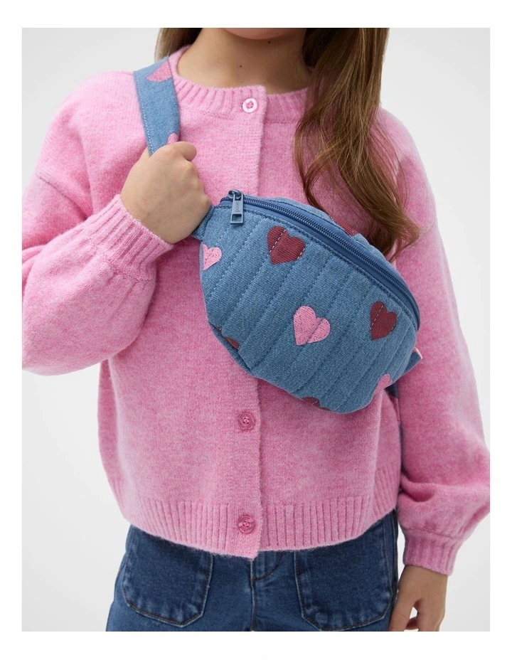 Heart Quilted Bumbag in Blue image 2