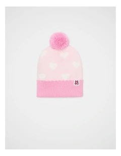 Heart Beanie in Pink