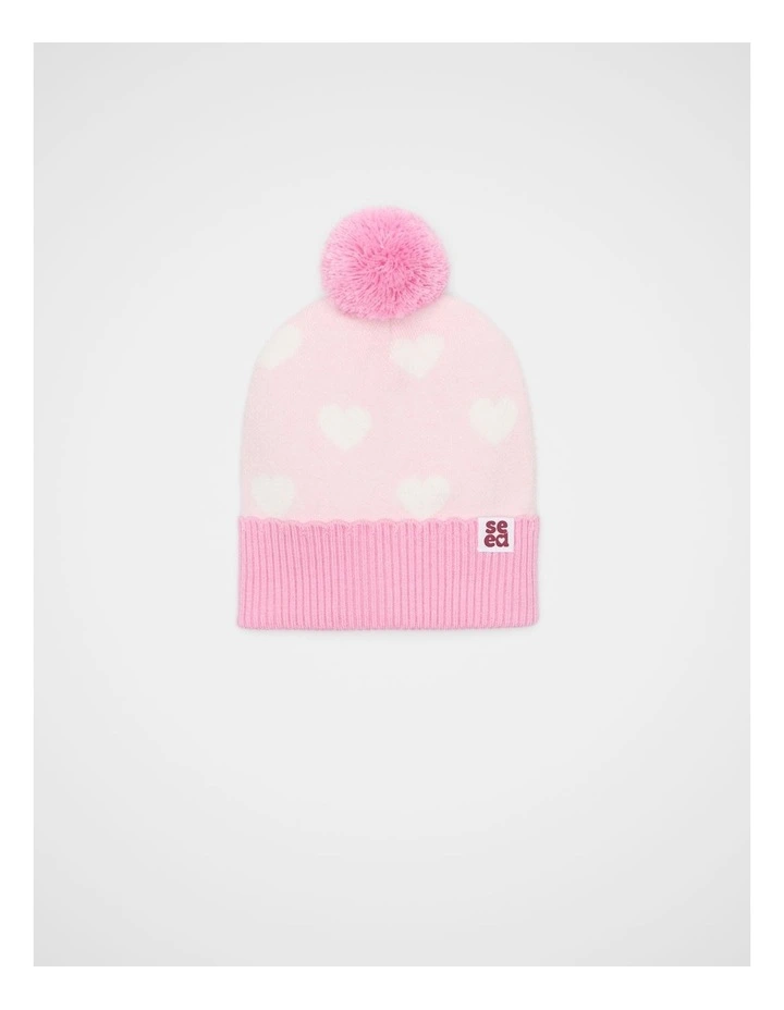 Heart Beanie in Pink image 1