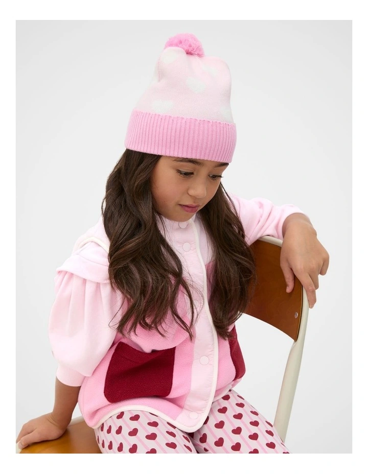 Heart Beanie in Pink image 2