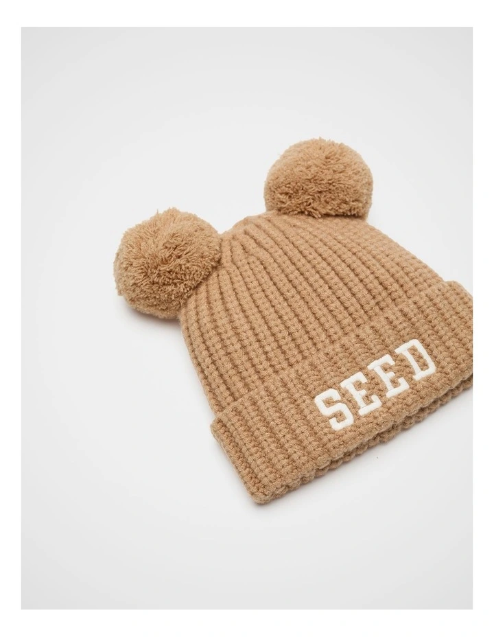 Mini Seed Embroidered Beanie in Autumn Leaf image 2
