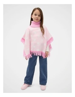 Heart Poncho in Pink Lemonade