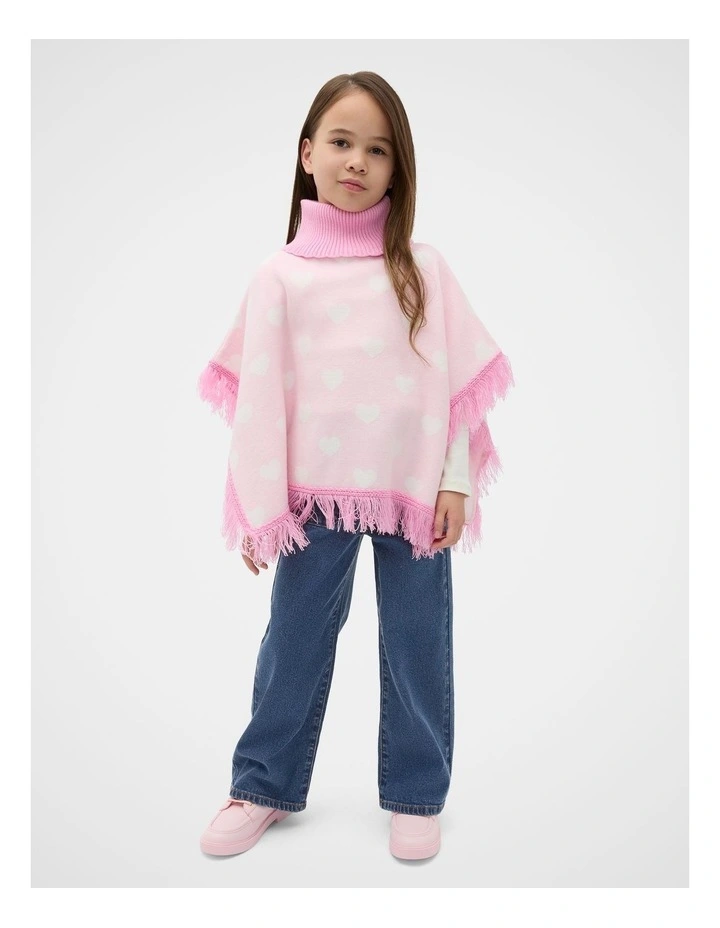 Heart Poncho in Pink Lemonade image 1