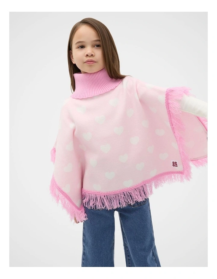 Heart Poncho in Pink Lemonade image 3
