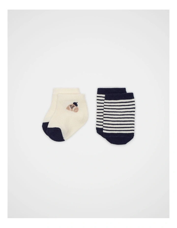 Newborn Croissant Sock 2 Pack in Navy image 1