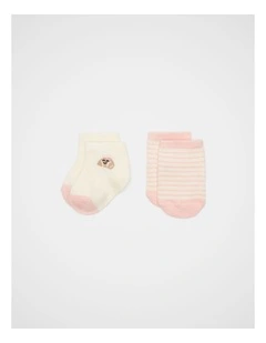 Newborn Bow Croissant Sock 2 Pack in Blush Pink
