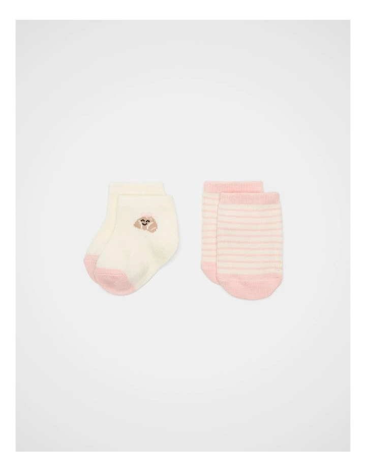 Newborn Bow Croissant Sock 2 Pack in Blush Pink image 1