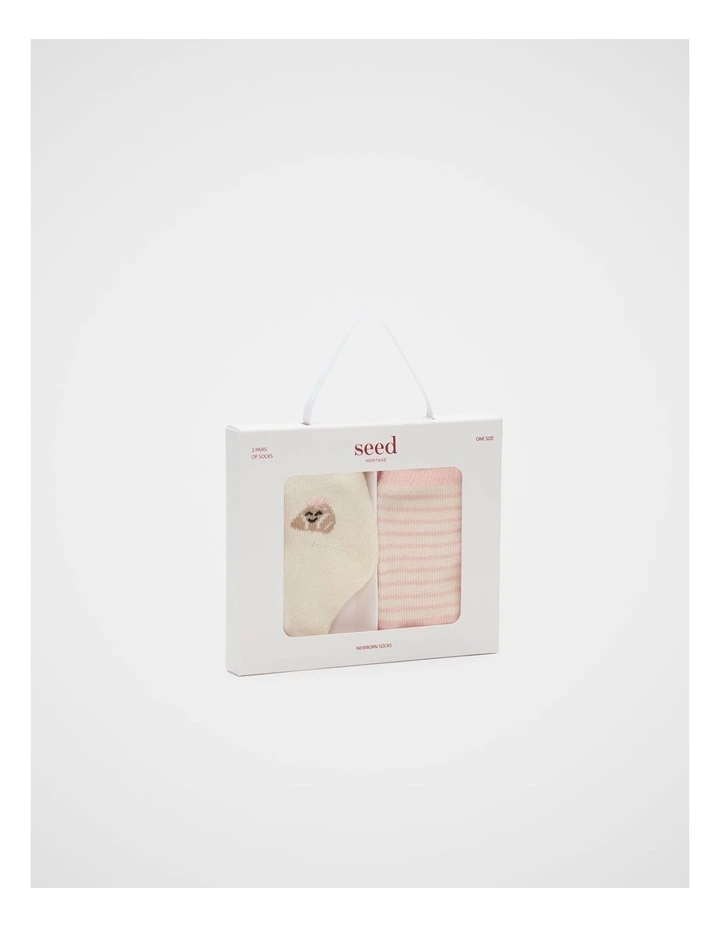 Newborn Bow Croissant Sock 2 Pack in Blush Pink image 2