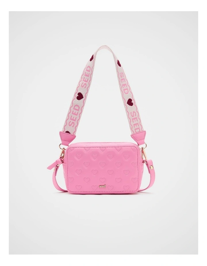 Quilted Heart Camera Bag in Candy Pink image 1