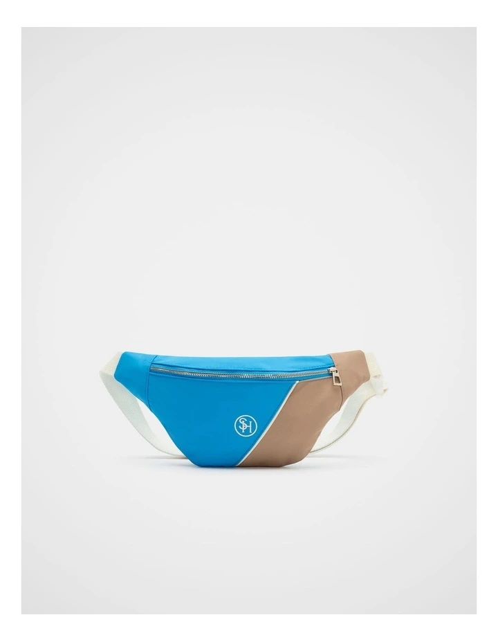 Retro Colourblock Bumbag in Pacific Blue image 1