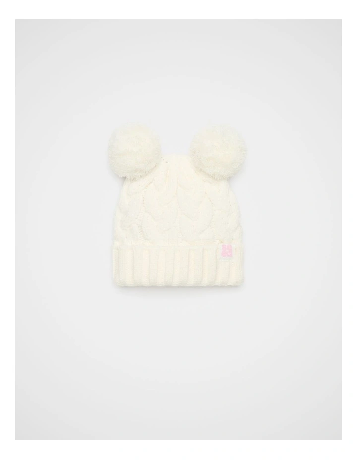 Mini Cable Knit Beanie in Classic Cream image 1