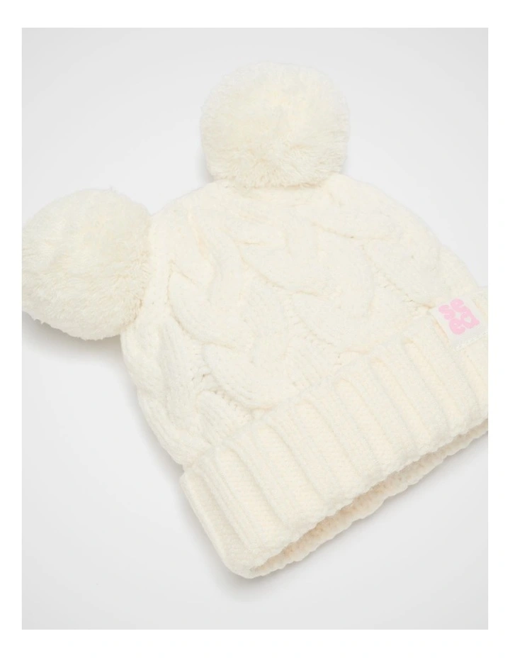 Mini Cable Knit Beanie in Classic Cream image 2