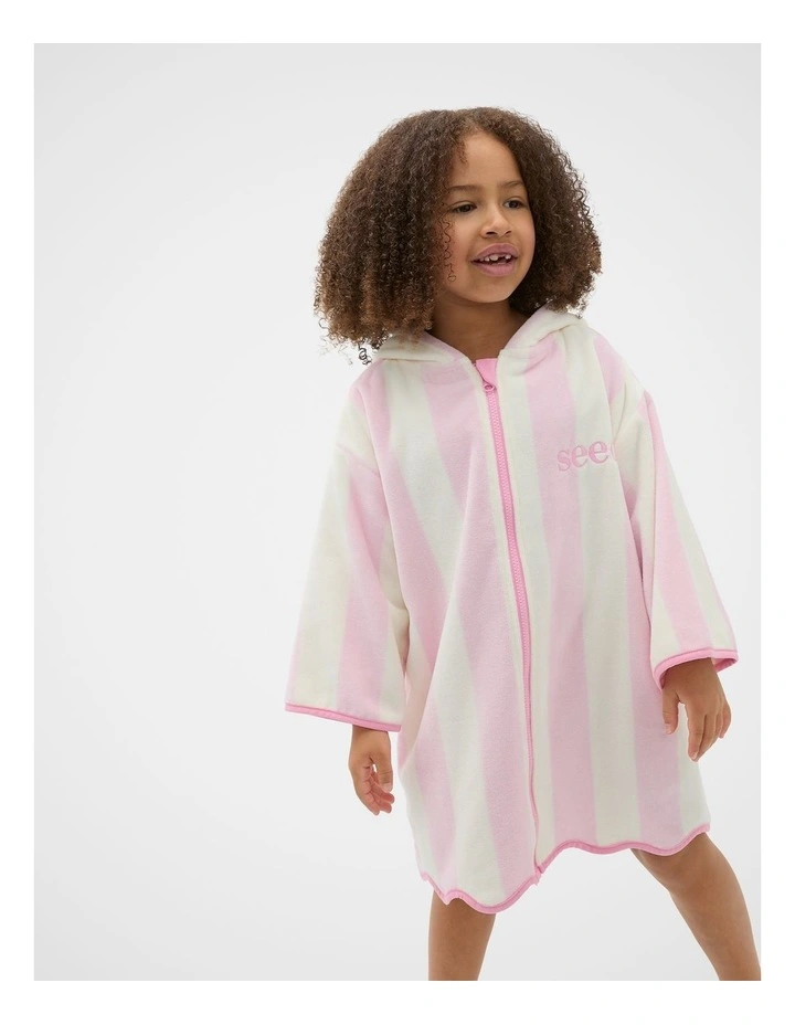 Swim Zip Poncho in Pink Lemonade Stripe image 1