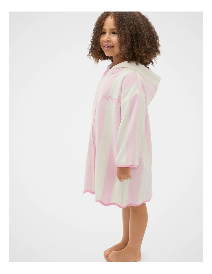 Swim Zip Poncho in Pink Lemonade Stripe image 3