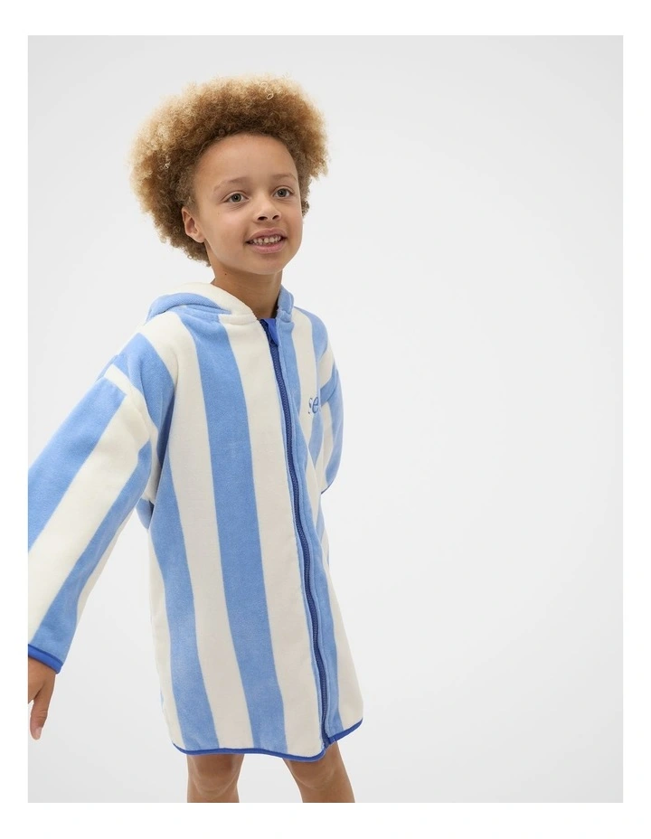 Swim Zip Poncho in Cloud Blue Stripe image 3