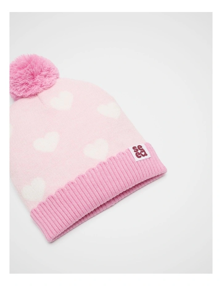 Mini Heart Beanie in Pink Lemonade image 2